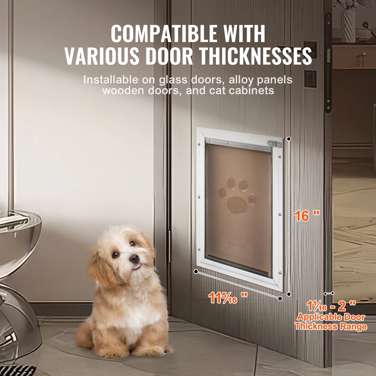 SucceBuy Aluminum Pet Door With Lockable Flap Weatherproof