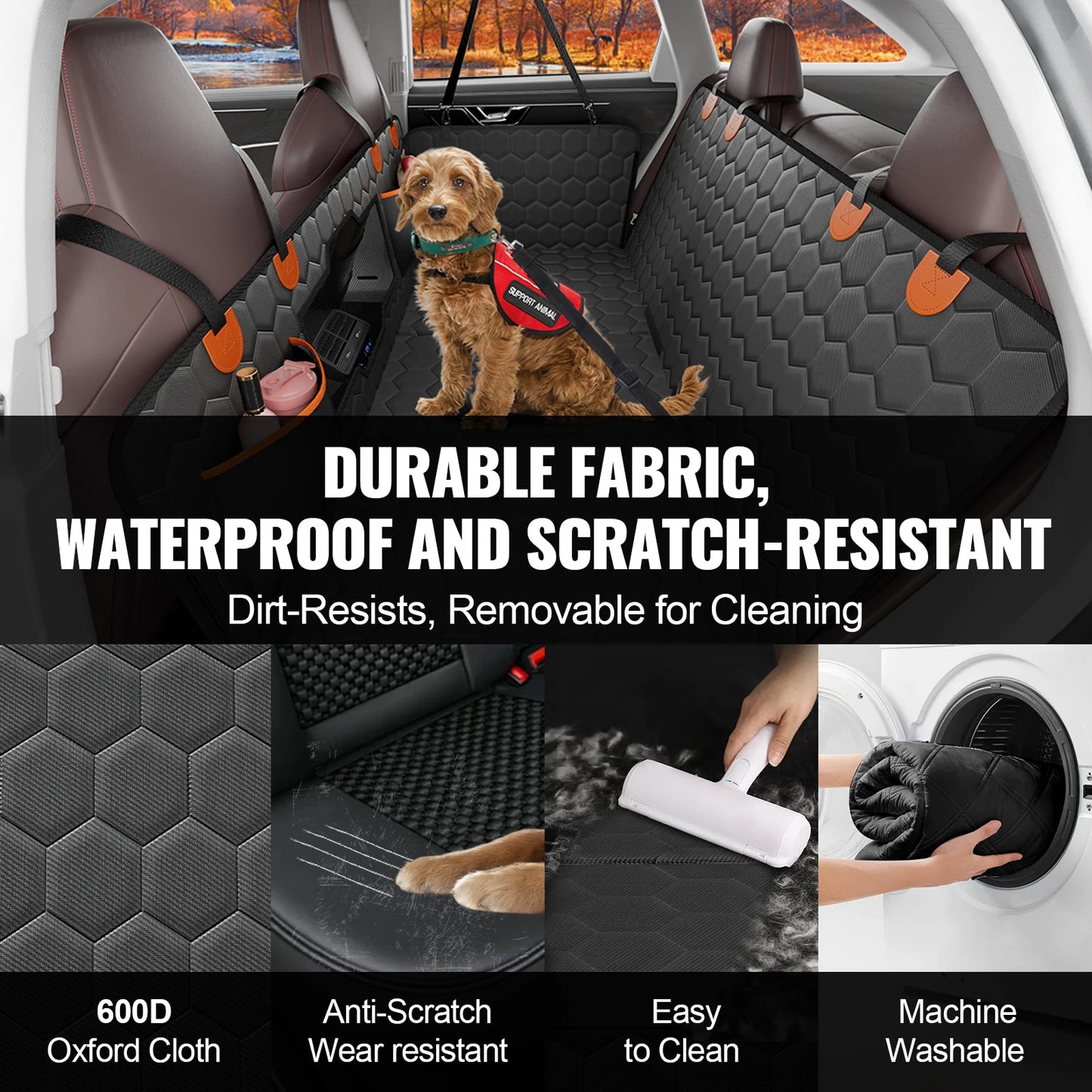 SucceBuy Back Seat Extender Dog Car Seat Cover With Mesh Window Storage Pocket