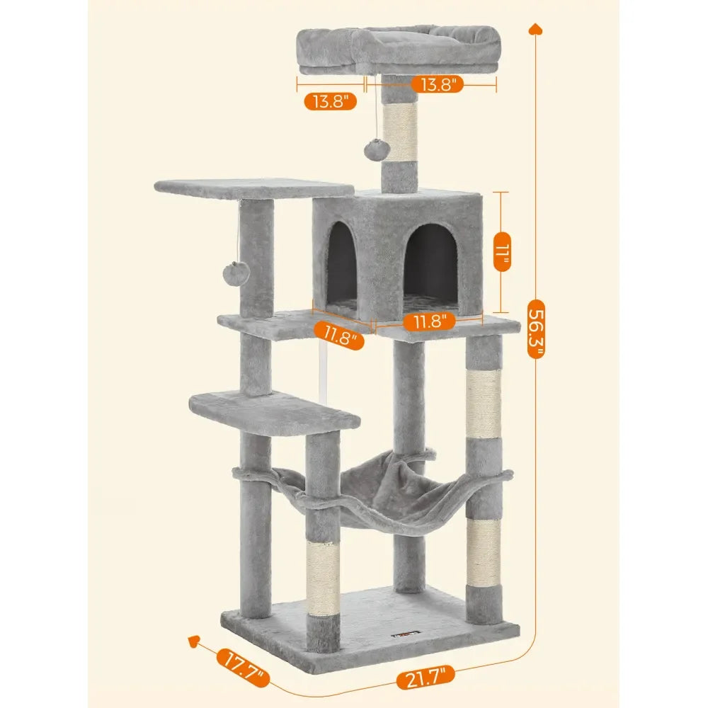 XMSJ Cat Tree Tower With Scratching Posts Hammock And Perches