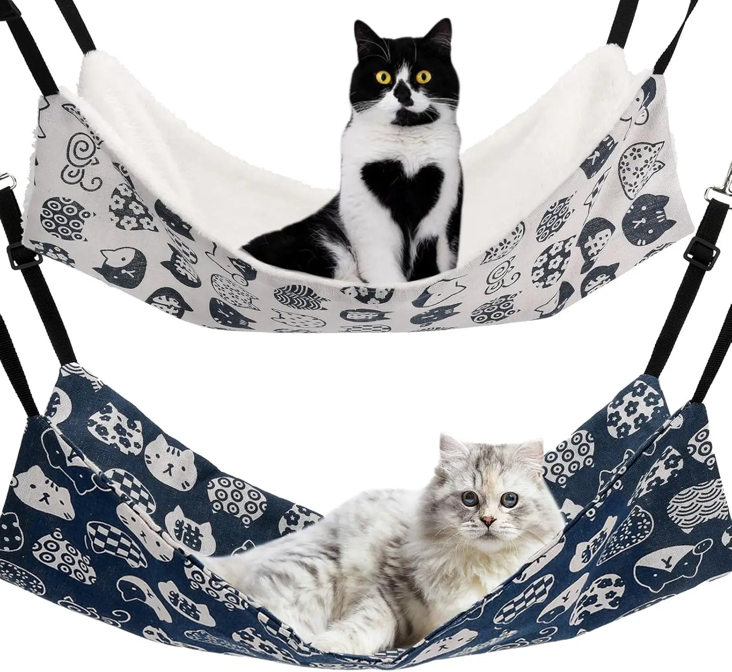 Reversible Cat Hammock for Cage, Adjustable Pet Bed for Cats, Ferrets, Puppies & Small Animals (2-Pack)