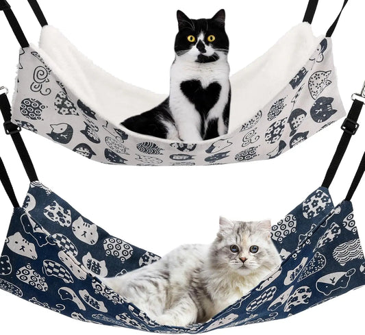 Reversible Cat Hammock for Cage, Adjustable Pet Bed for Cats, Ferrets, Puppies & Small Animals (2-Pack)