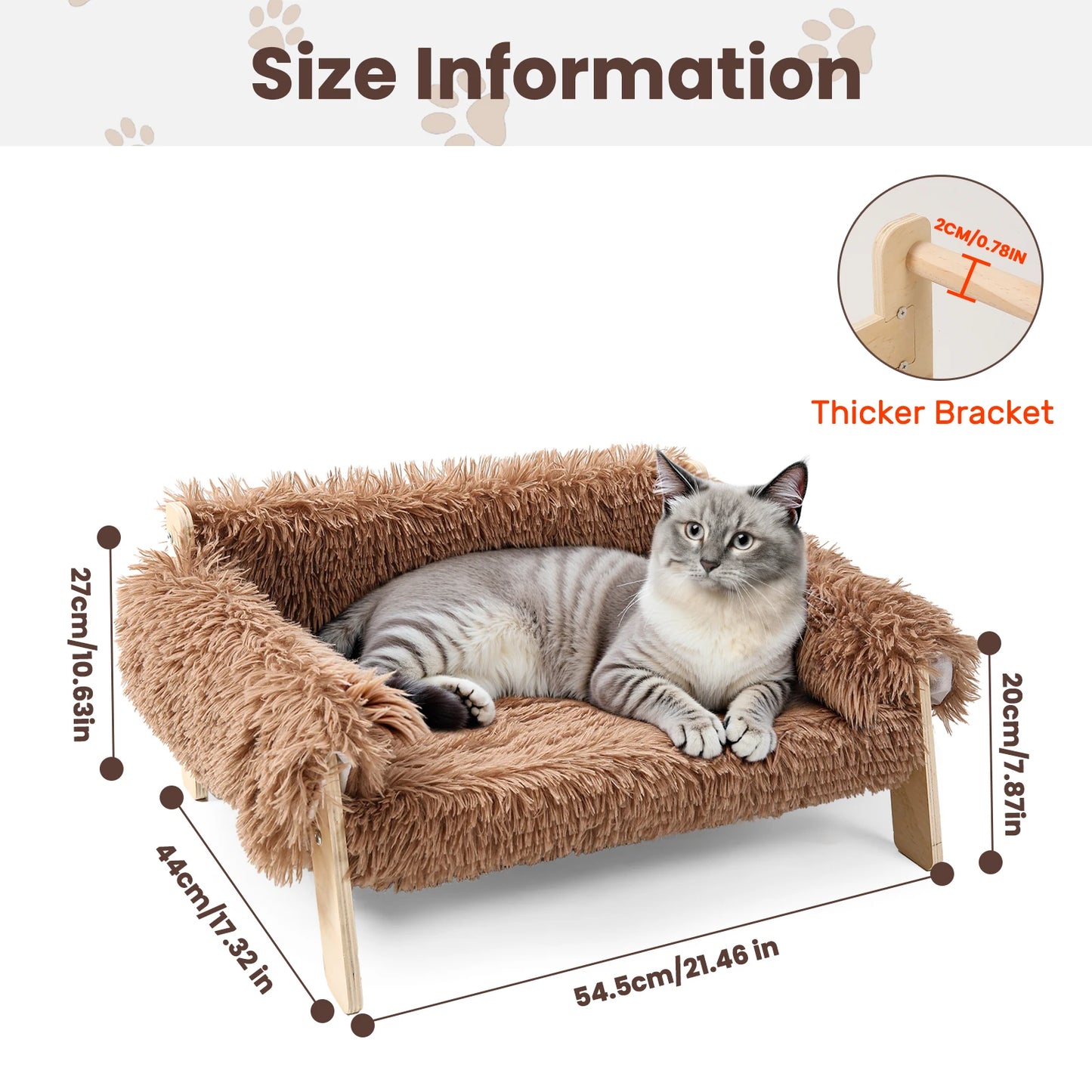 NONECN Wooden Raised Cat Sofa Bed For Indoor Cats
