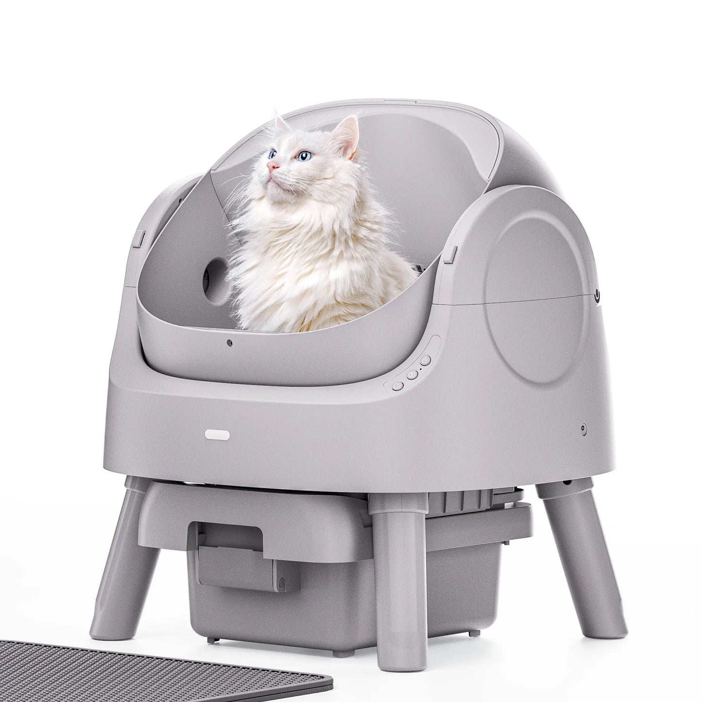 PetPivot AS11 Open-Top Automatic Self Cleaning Cat Litter Box with Safety Protection, Cat Litter Mat and Trash Bags Included