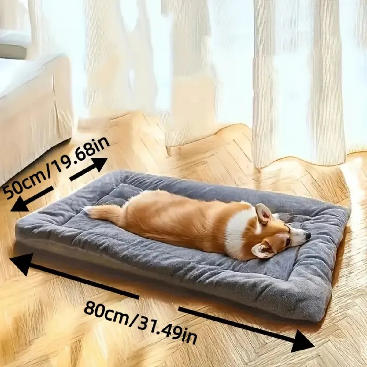 Extra Large Plush Dog Bed Sofa - Thickened Winter Warm Pet Mat for Medium Large Dogs & Cats - Super Soft Polyester Dog Crate Bed