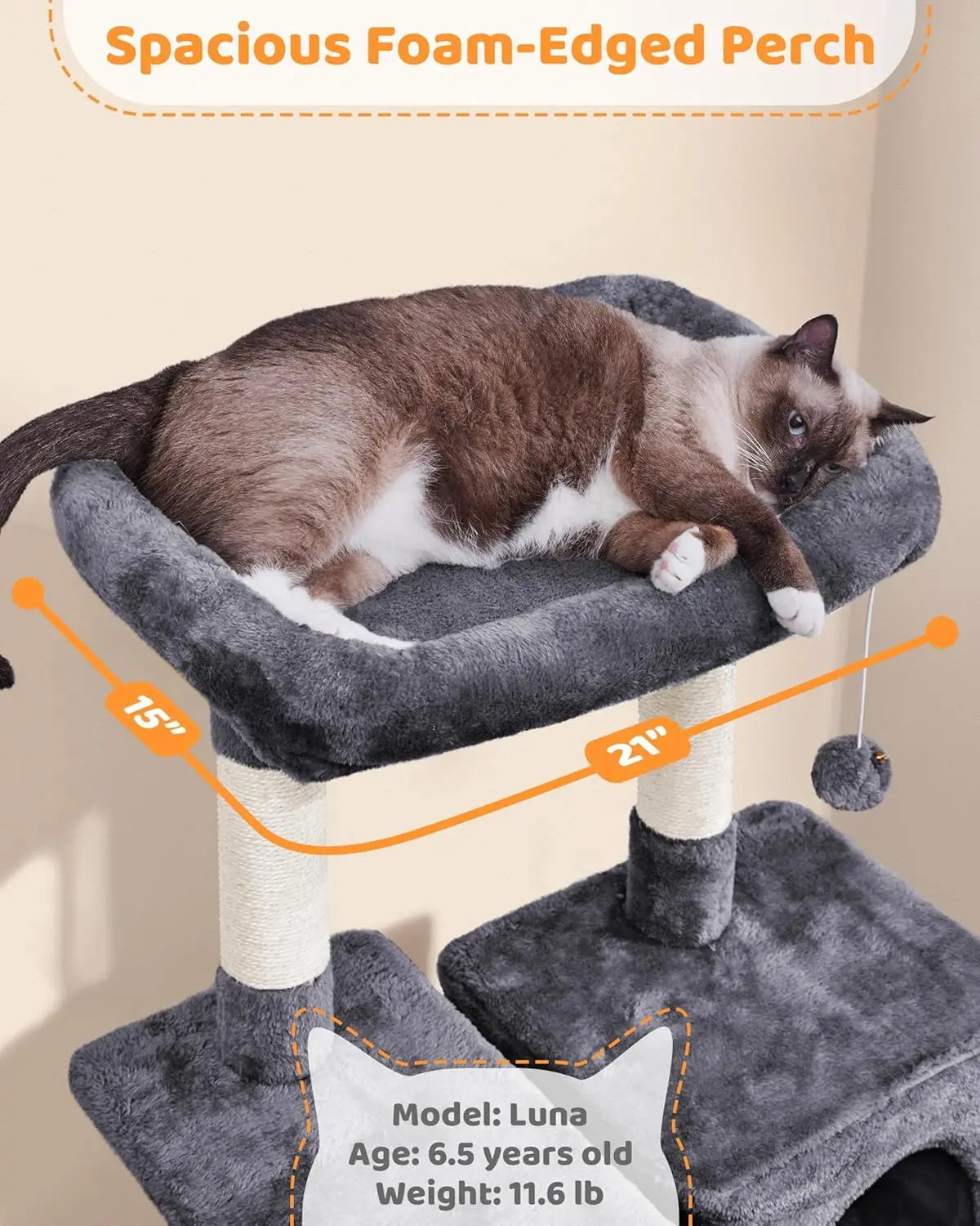 Multi-Level Cat Tree with Scratching Posts Condo Hammock Play Platform