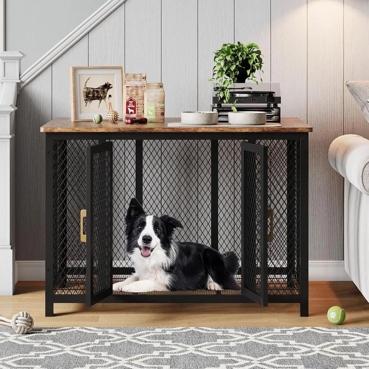 HiMISS Heavy Duty Wooden Dog Crate With Top Access Door