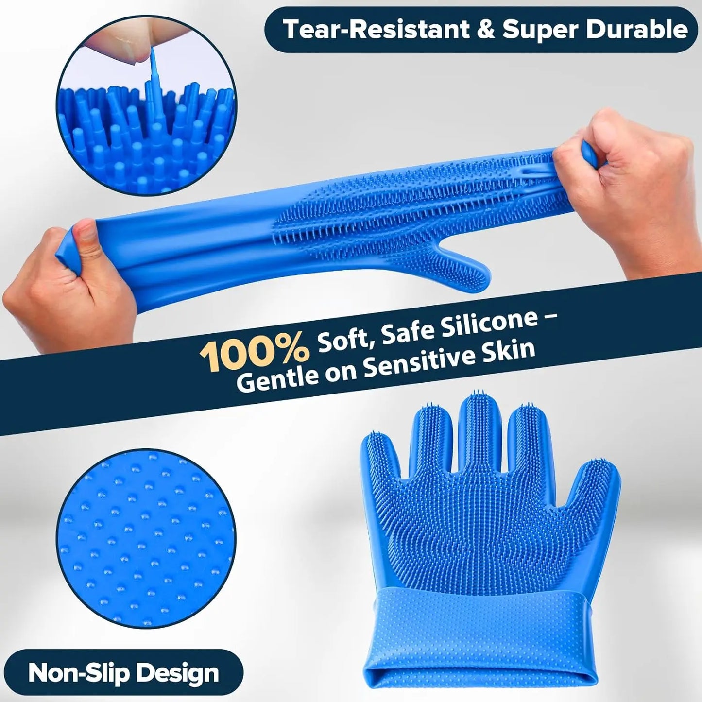 6Pcs Pet Grooming Kit For Dogs And Cats Bath Gloves