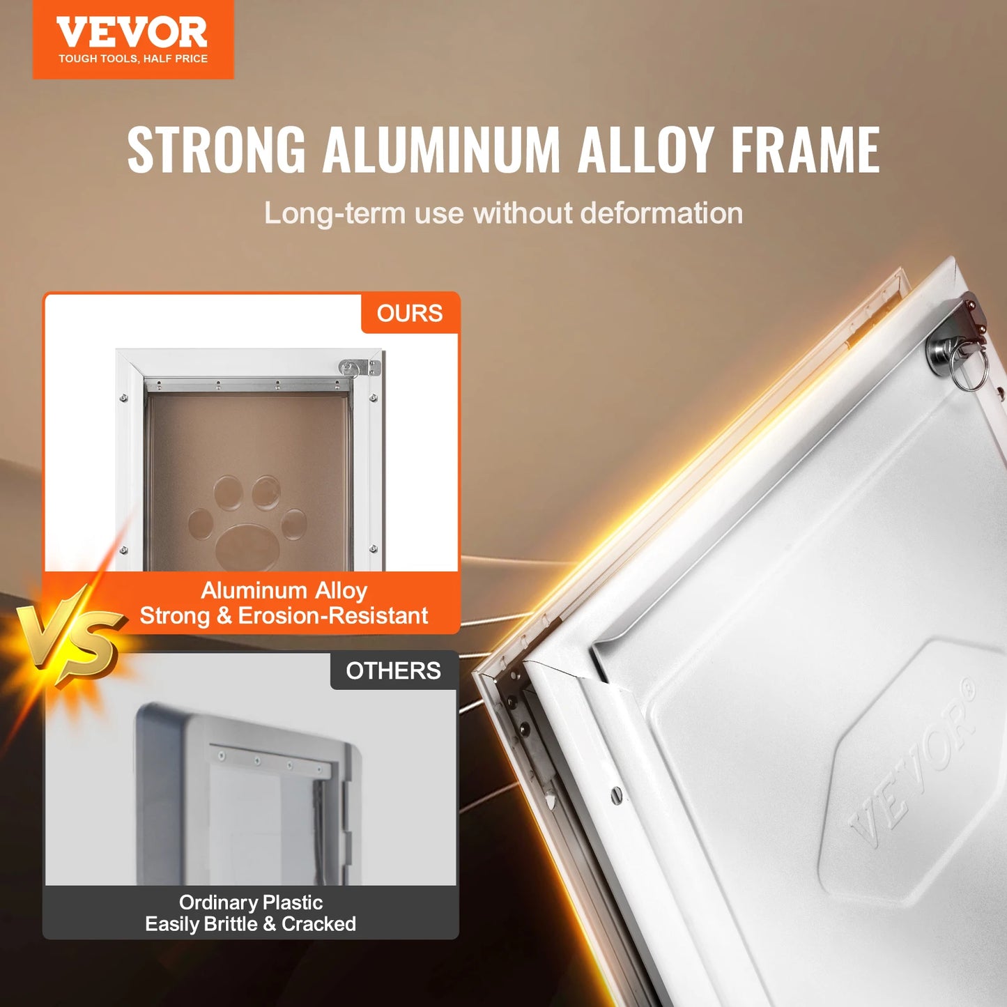 SucceBuy Aluminum Pet Door With Lockable Flap Weatherproof