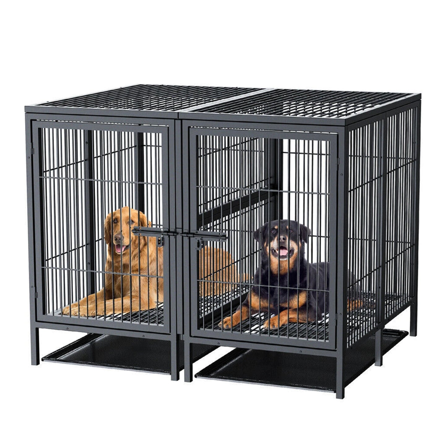 BINGOPAW Metal Pet Playpen Kennel Cage With Removable Trays