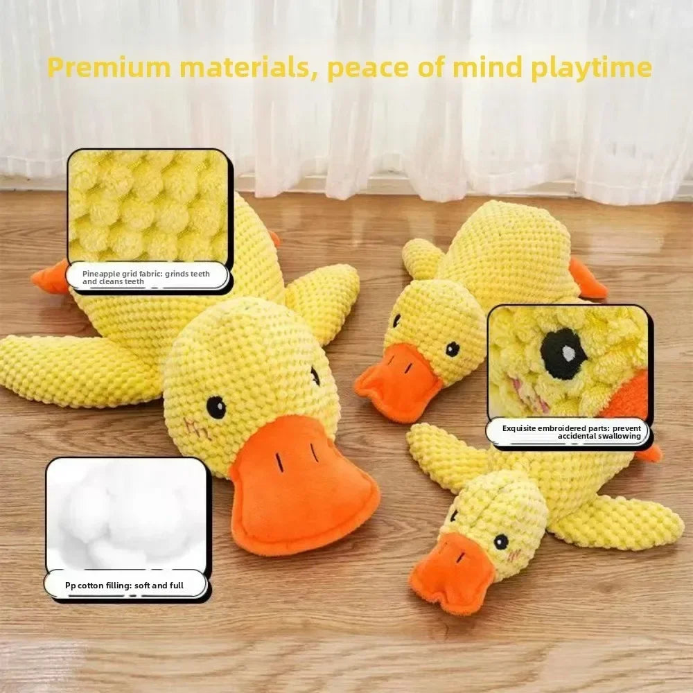 Plush Squeaky Duck Toy Calming Sleep Aid Durable Puppy Companion