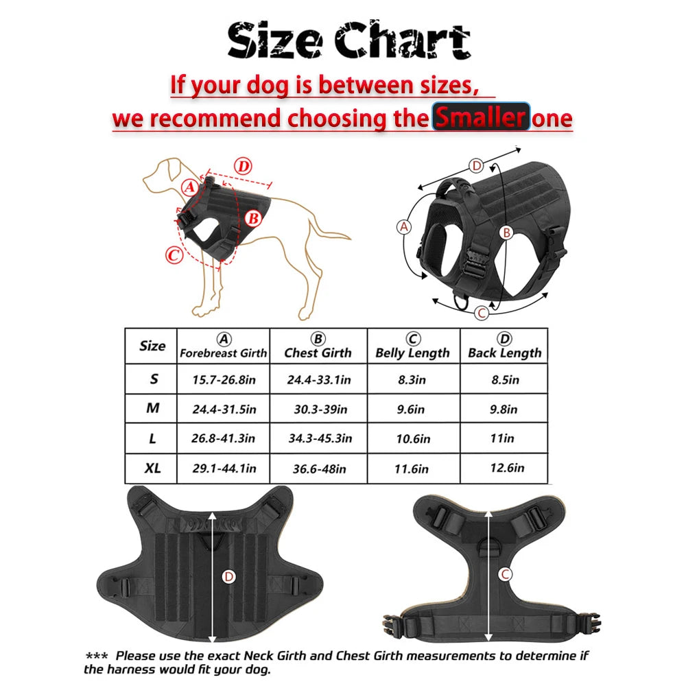 PETRAVELCN Military Dog Harness Vest With Leash And Patches Set