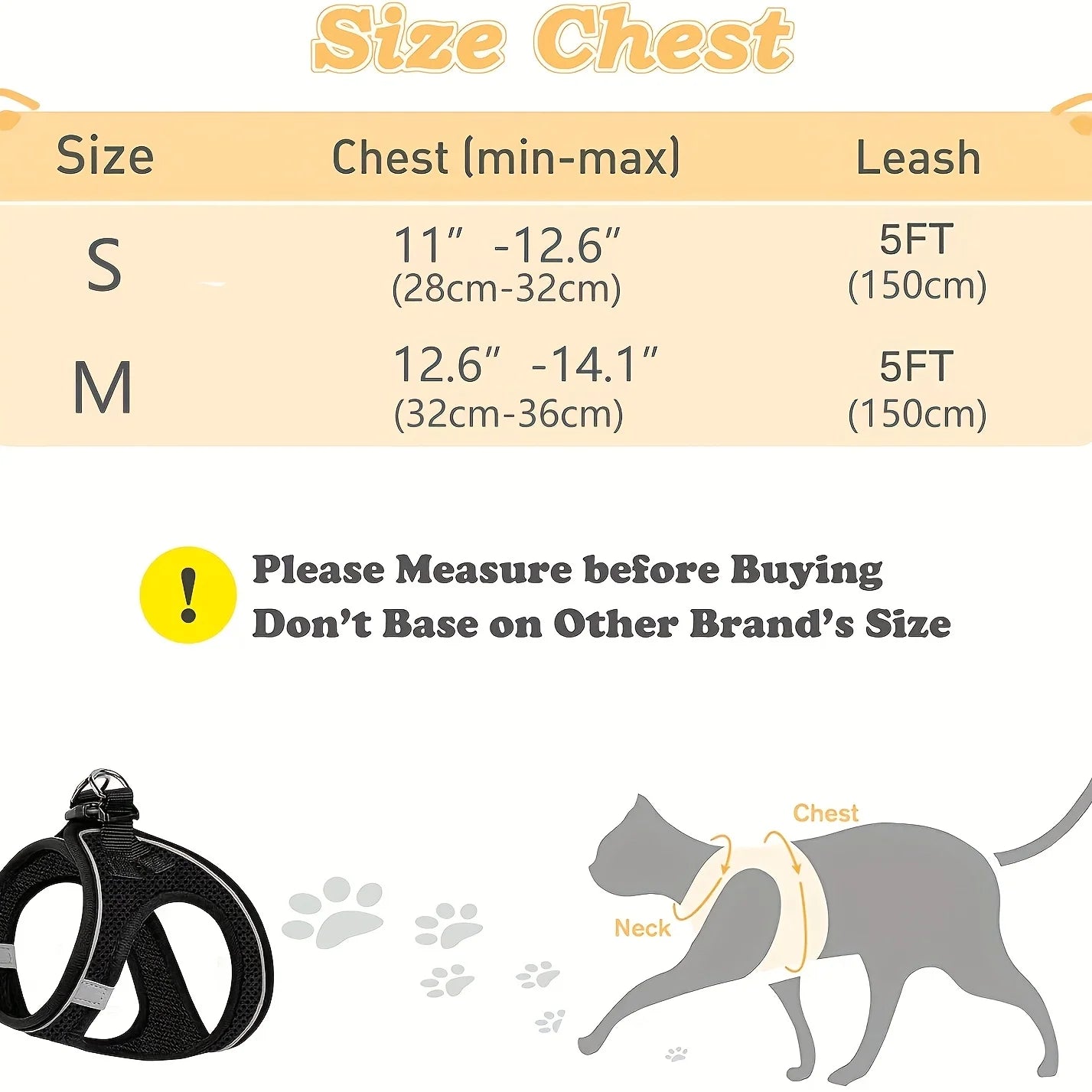 Reflective Cat Harness And Leash Set With Mesh Vest Polyester