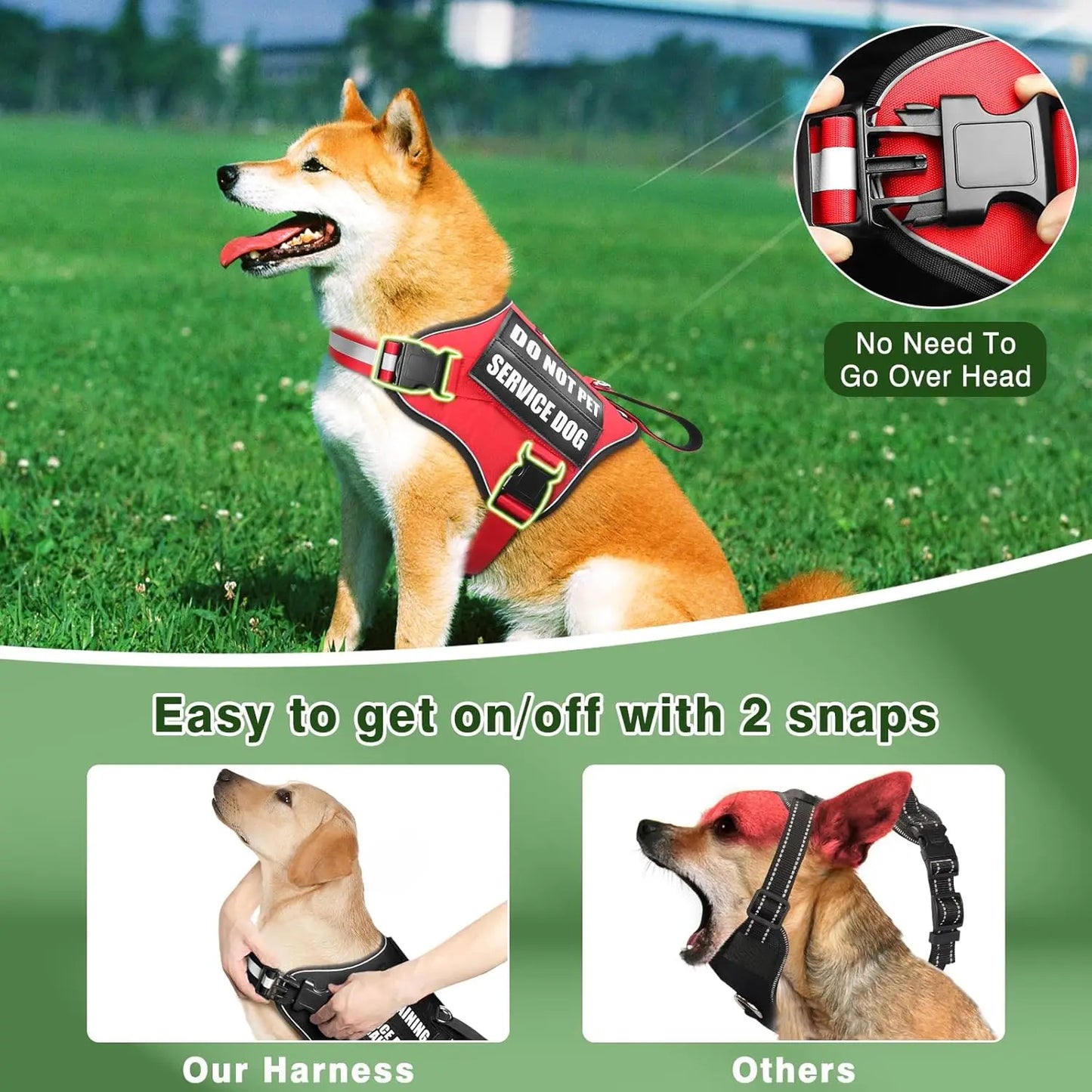 Adjustable No Pull Dog Harness With Leash Patches Reflective Padded Handle