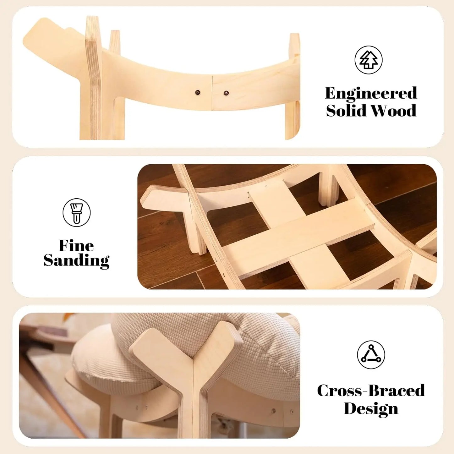 XMSJ Elevated Cat Bed Wooden Cushion Lounge Chair For Cats