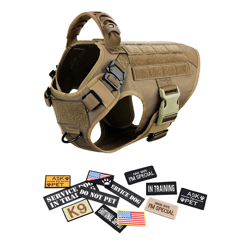 PETRAVELCN Military Dog Harness Vest Set for Malinois Training