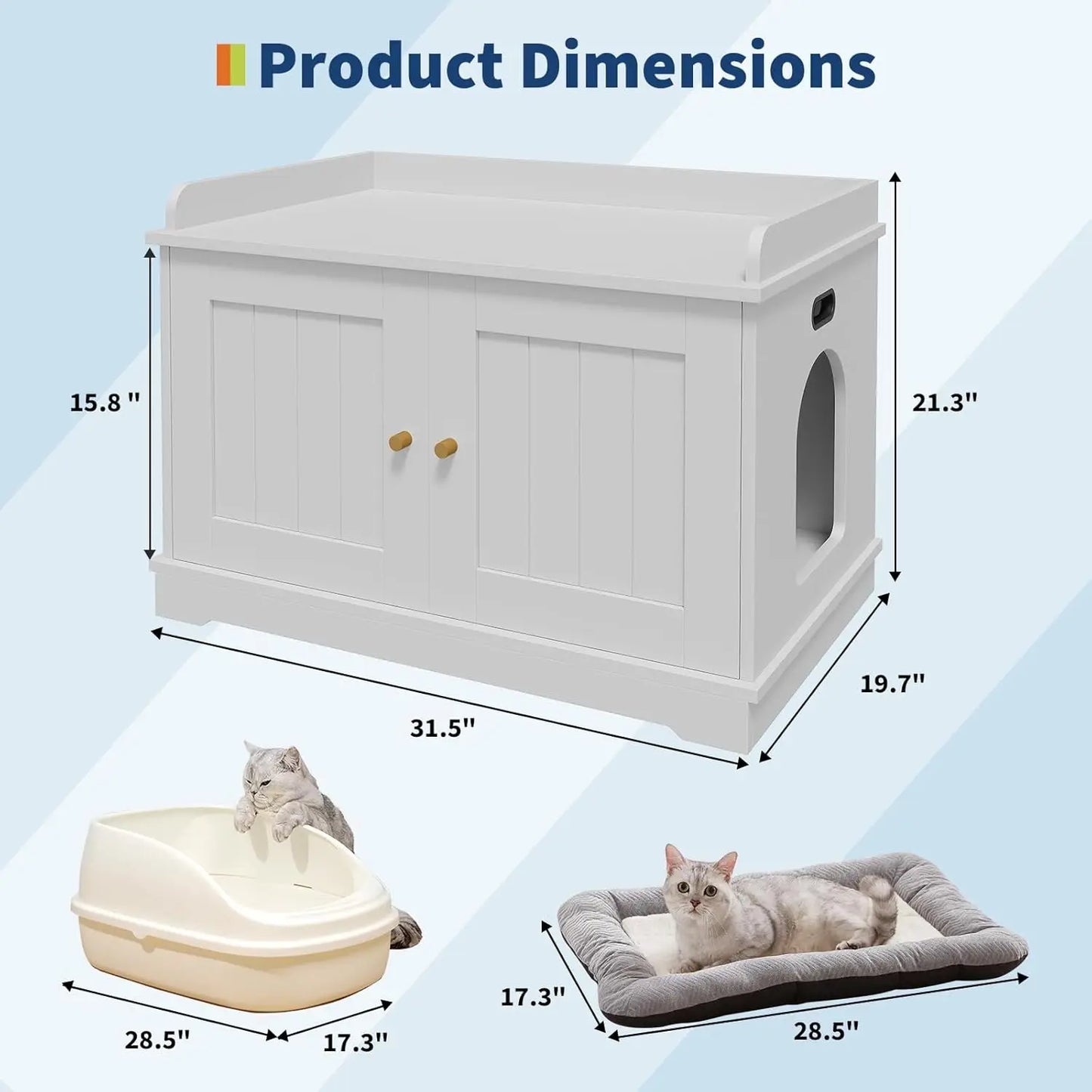 HiMISS Modern Barn Door Cat Litter Box Enclosure Cabinet