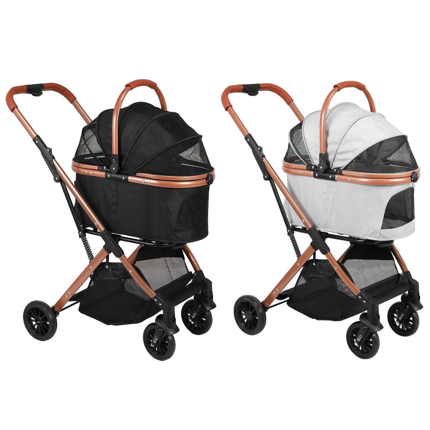 Folding Stroller All Terrain 4 Wheels Foldable Travel Jogger with Detachable Carrier with Sun Shades for Small Medium Dogs Cats