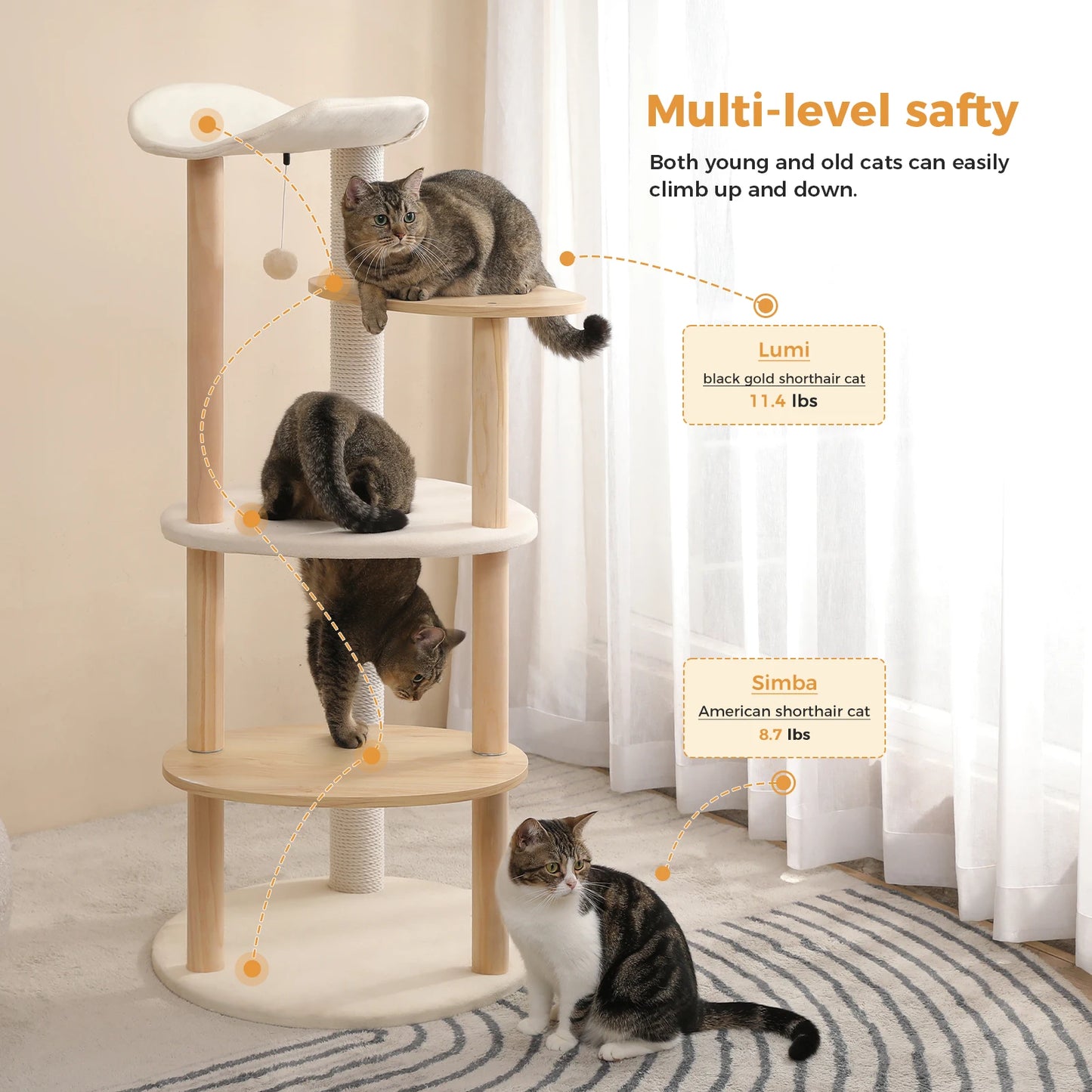 PAWZ Road Modern Cat Tree Tower With Scratching Post Condo