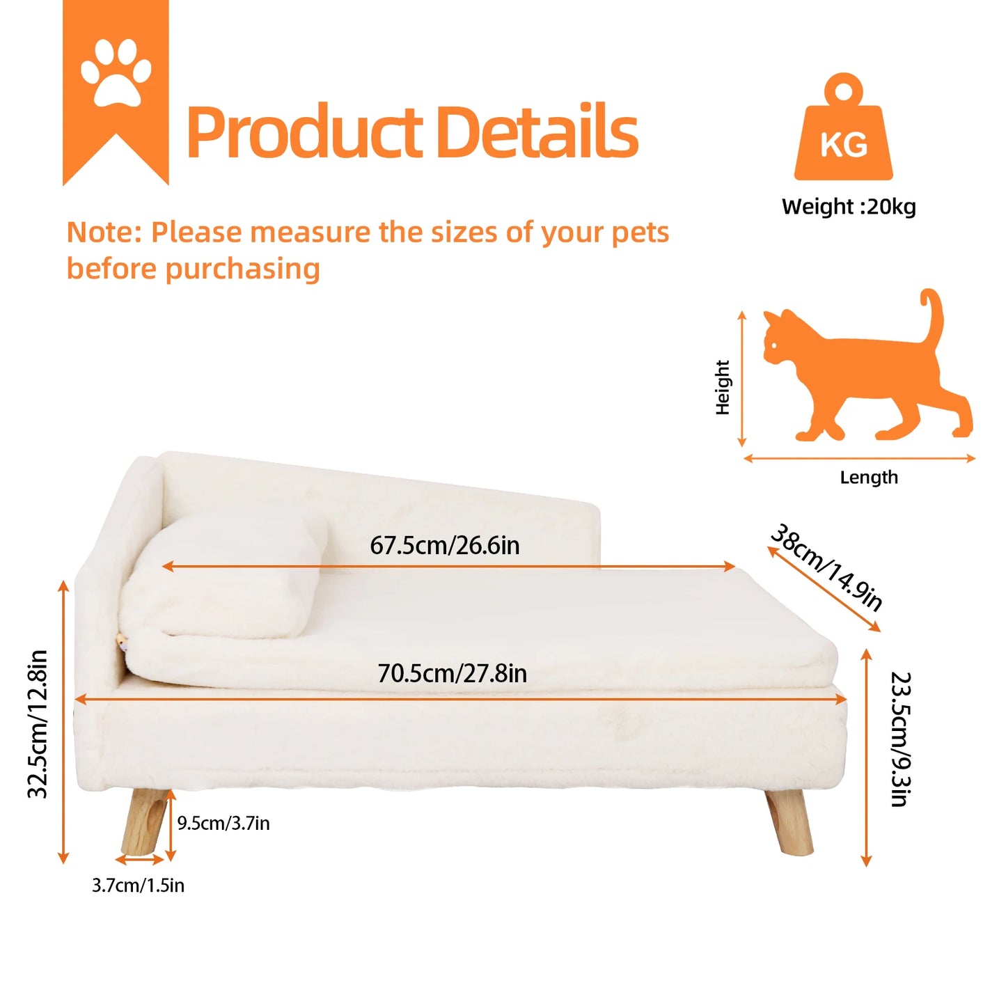 BINGOPAW Waterproof Pet Sofa Bed With Raised Lounger Cushion
