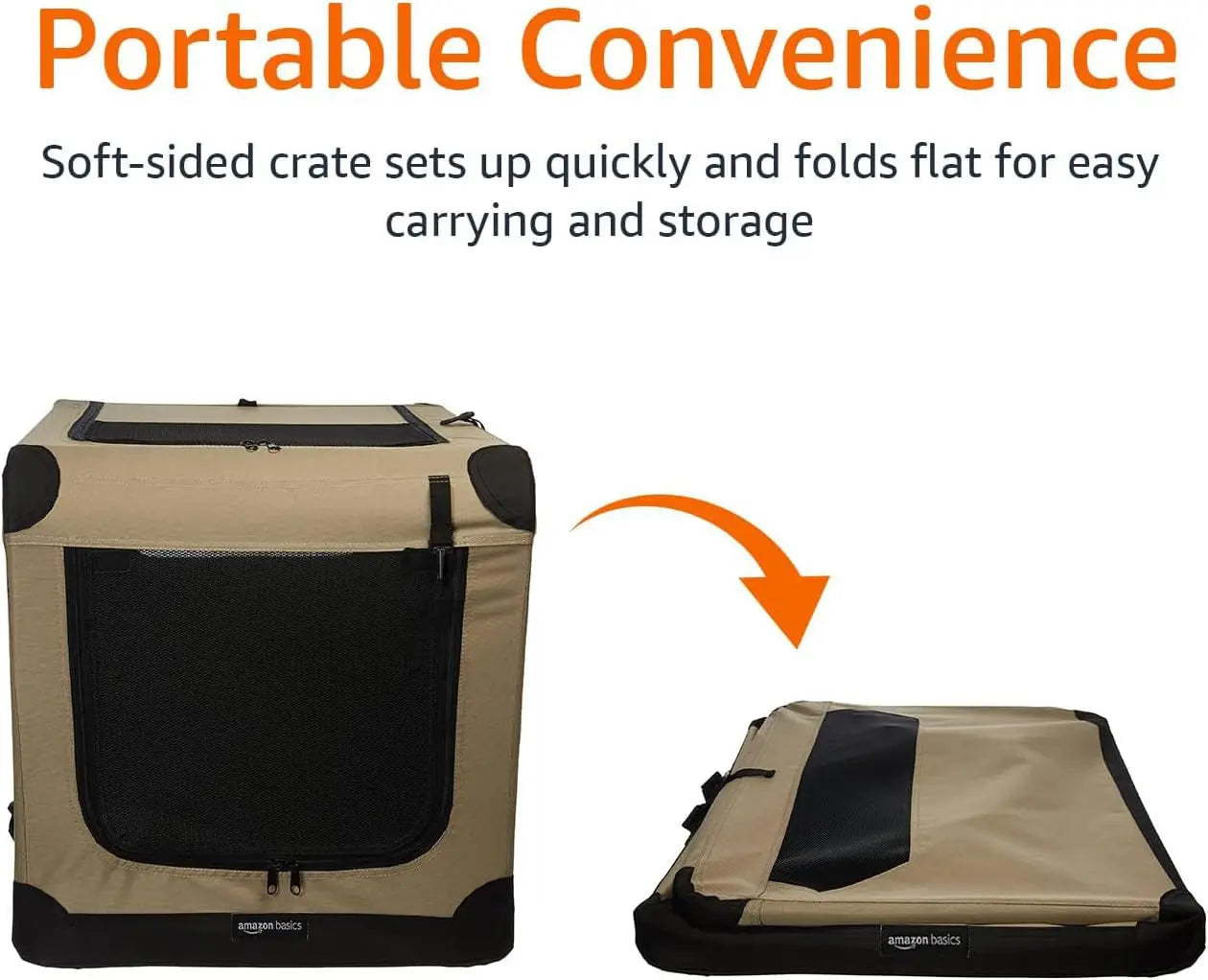 Portable Soft-Sided Dog Travel Crate, Medium Size (30x21x21 Inches), Tan - Easy Fold & Ventilation