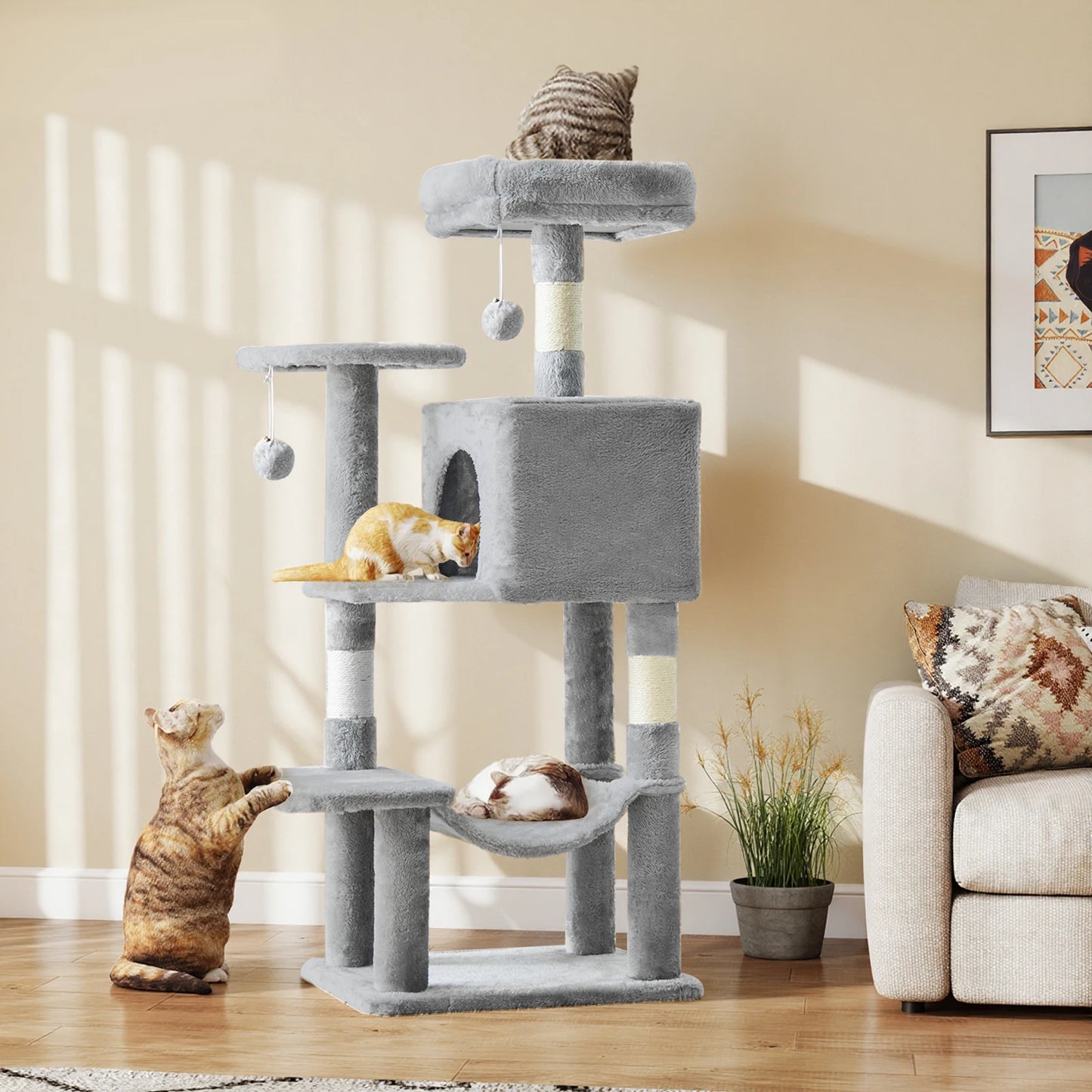 JHK Cat Tree Multi Cat Climbing Tower With Scratching Posts