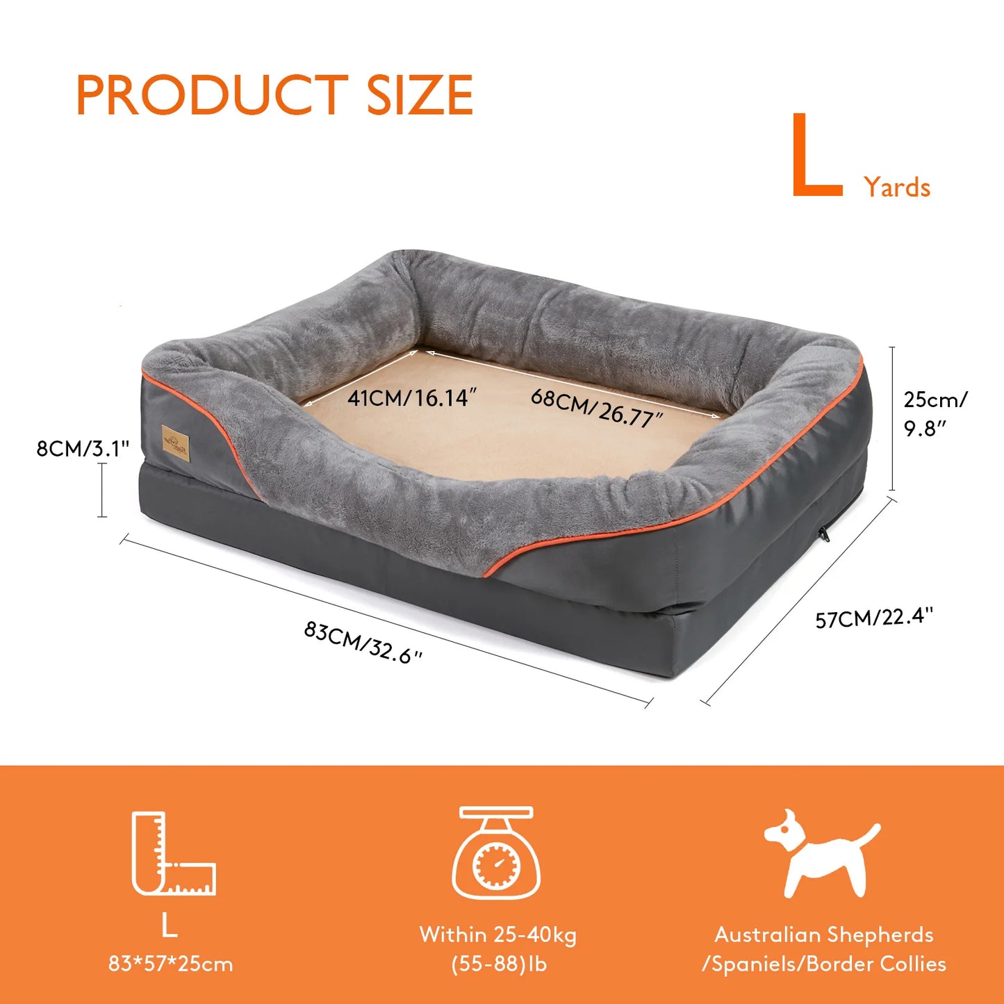 BINGOPAWCN Large Dog Bed With Waterproof Removable Washable Cover