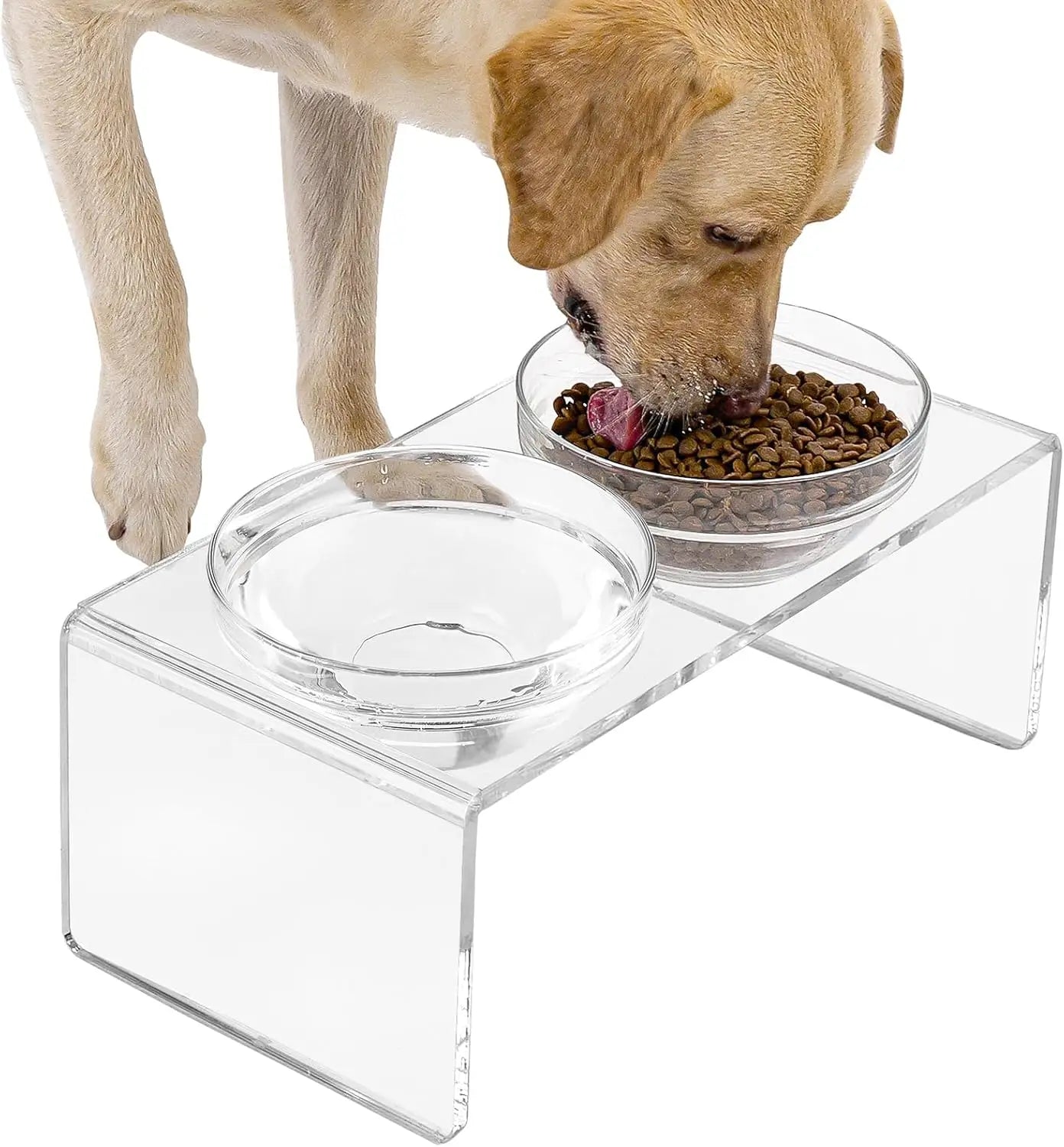 Elevated Pet Feeder Stand with Removable Stainless Steel and Glass Bowls, Perfect for Large Dogs